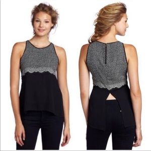 Black and white BCBG Caralyn slit back top!